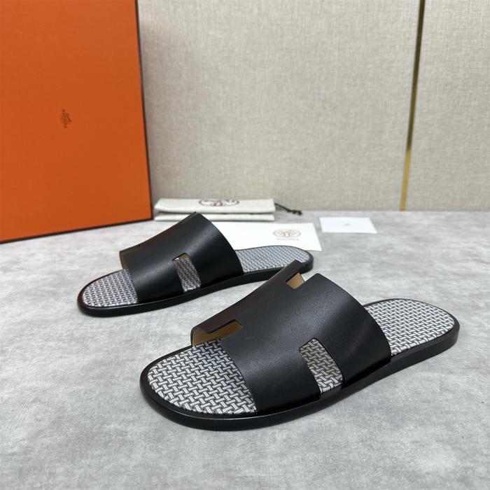 NIGO Hermes Men's Summer Solid Color Suede Round Toe H Leather Slippers Sandals Shoes #nigo75391