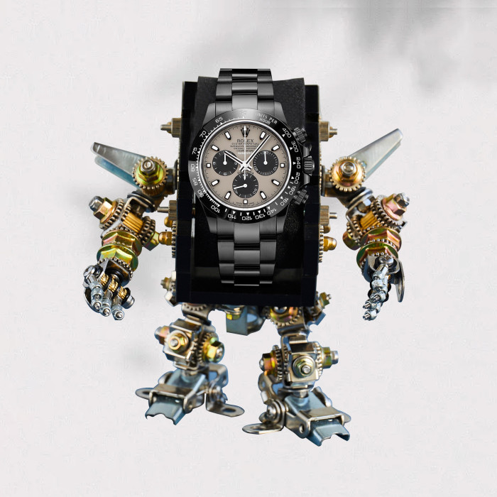 NIGO Rolex Men's Automatic Movement Modified Punk Robot Black Strap Mechanical Watch #nigo75378