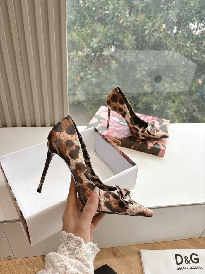 NIGO Dolce&Gabbana Women's Spring And Summer Leopard Print High Heels Leather Single Shoes Temperament High Luxury #nigo75419