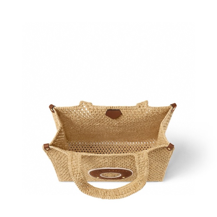 NIGO Louis Vuitton ONTHEGO Women's Solid Color Letter Logo Leather Patch Natural Raffia Shopper Handbag Tote Bag Bags #nigo75397