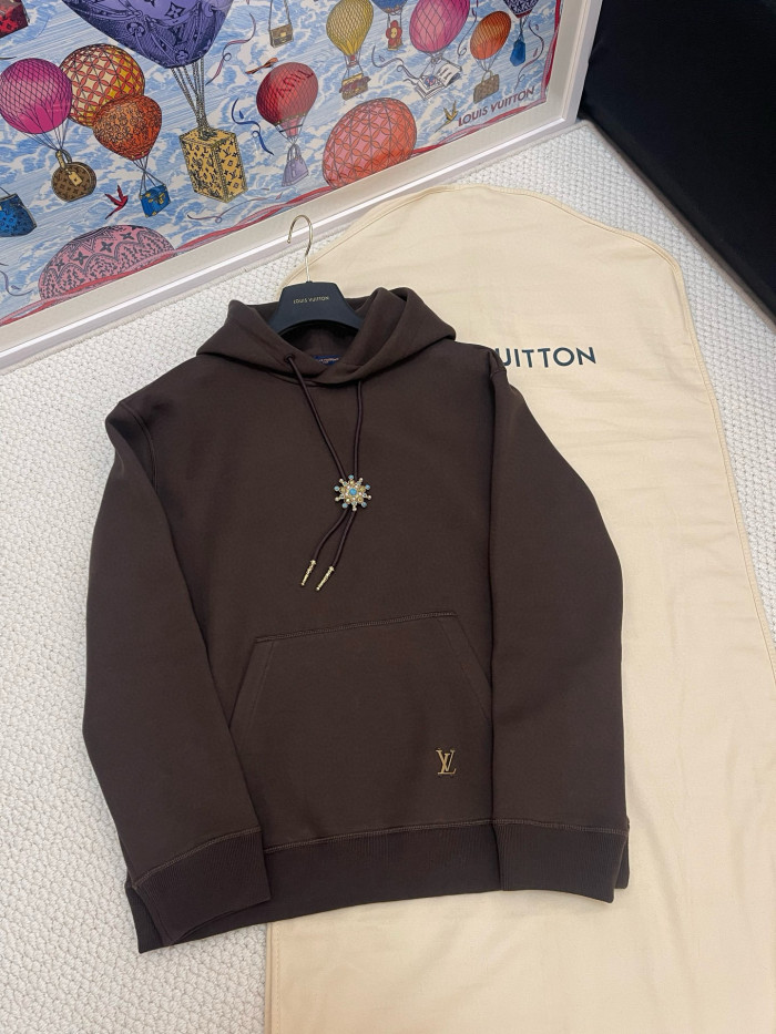 NIGO Louis Vuitton Men's Spring & Autumn Solid Color Logo Print Drawstring Hooded Sweatshirt #nigo75431