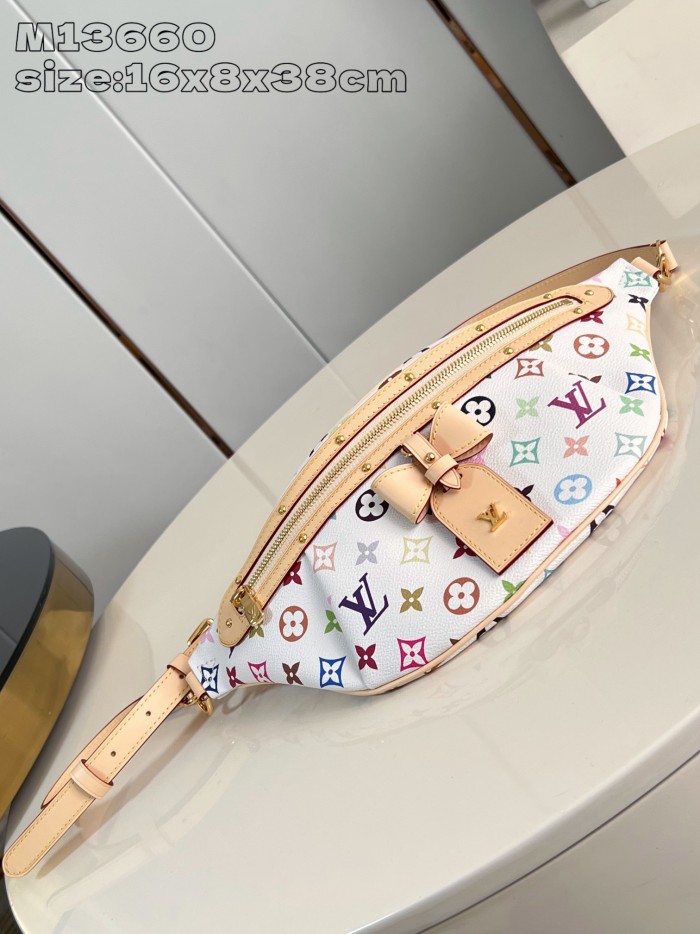 NIGO Louis Vuitton LV x TM High Rise Women's Colorful Monogrammed Zipper Closure Coated Canvas Leather Trimmed Belt Bag Bags #nigo75436