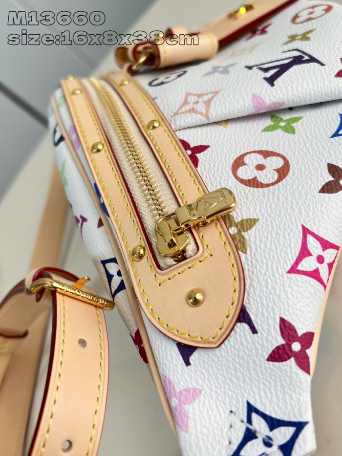 NIGO Louis Vuitton LV x TM High Rise Women's Colorful Monogrammed Zipper Closure Coated Canvas Leather Trimmed Belt Bag Bags #nigo75436