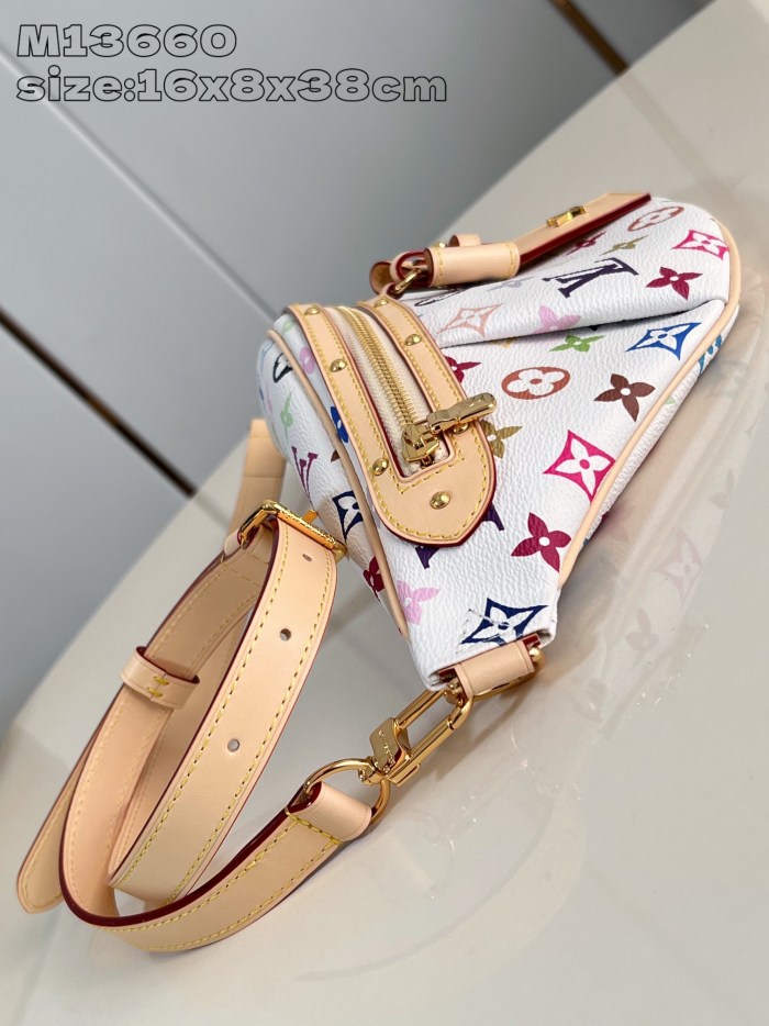 NIGO Louis Vuitton LV x TM High Rise Women's Colorful Monogrammed Zipper Closure Coated Canvas Leather Trimmed Belt Bag Bags #nigo75436