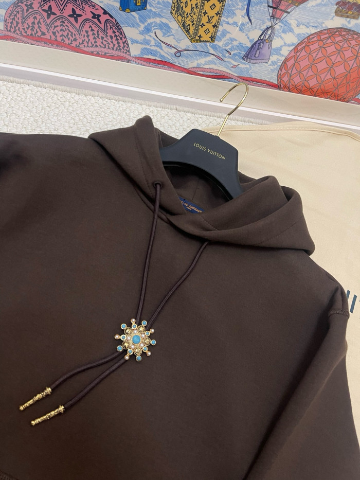 NIGO Louis Vuitton Men's Spring & Autumn Solid Color Logo Print Drawstring Hooded Sweatshirt #nigo75431