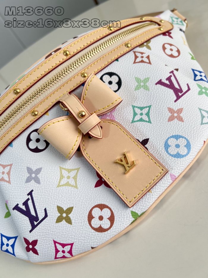 NIGO Louis Vuitton LV x TM High Rise Women's Colorful Monogrammed Zipper Closure Coated Canvas Leather Trimmed Belt Bag Bags #nigo75436