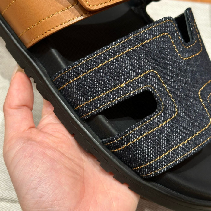 NIGO Hermes Men's Simple Comfortable Velcro Casual Leather Sandals Slippers Shoes #nigo75449