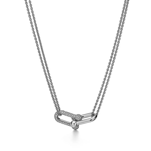 NIGO Tiffany & Co. Women's Double Chain Buckle Necklace Luxury Diamond Style Casual Necklace Jewelry Accessories #nigo75462