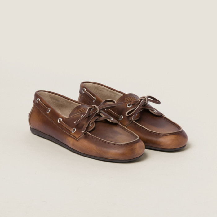 NIGO MiuMiu Women's Spring And Summer Solid Color Round Head Overfoot Low Top Lace Up Loafers Shoes #nigo75441