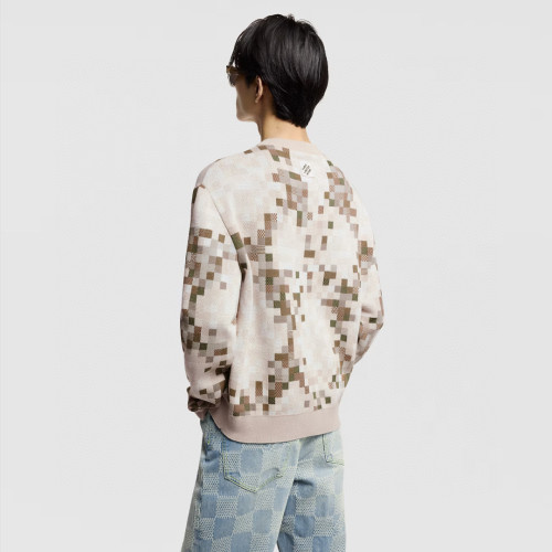 NIGO Louis Vuitton Men's Spring and Autumn Square Printed Round Neck Cotton Long Sleeve Pullover Sweater #nigo75451