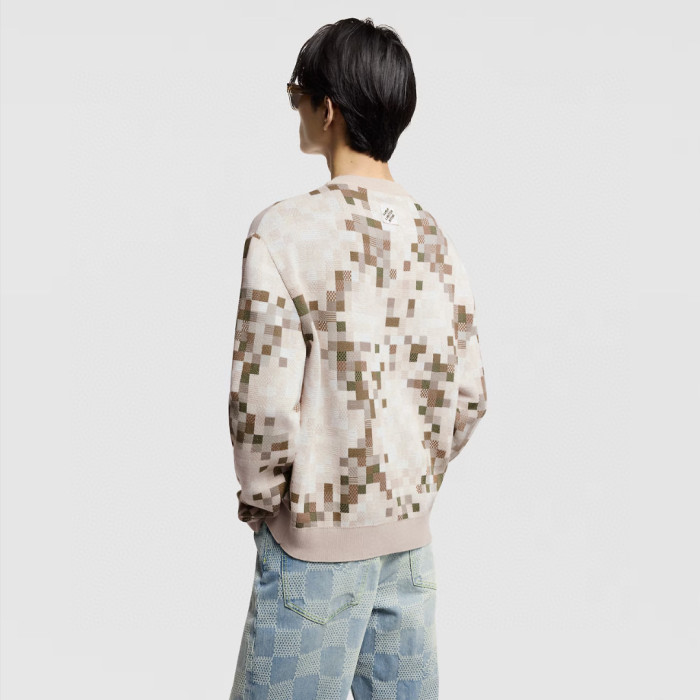 NIGO Louis Vuitton Men's Spring and Autumn Square Printed Round Neck Cotton Long Sleeve Pullover Sweater #nigo75451