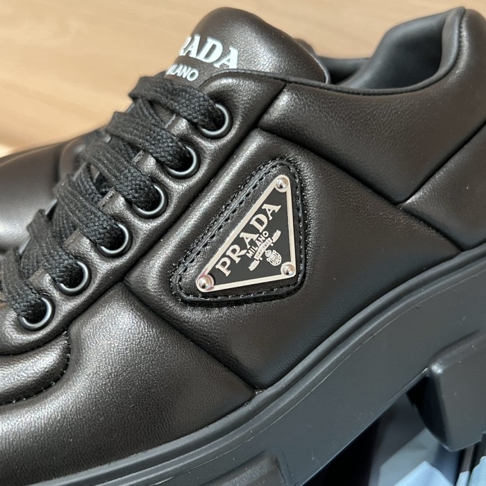 NIGO Prada Women's Autumn and Winter Triangle Label Logo Solid Color Sheepskin Thick Sole Loafers Shoes #nigo75448