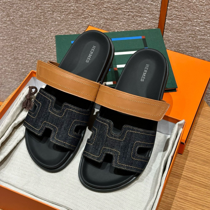 NIGO Hermes Men's Simple Comfortable Velcro Casual Leather Sandals Slippers Shoes #nigo75449