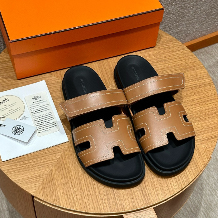 NIGO Hermes Men's Simple Comfortable Velcro Casual Leather Sandals Slippers Shoes #nigo75449