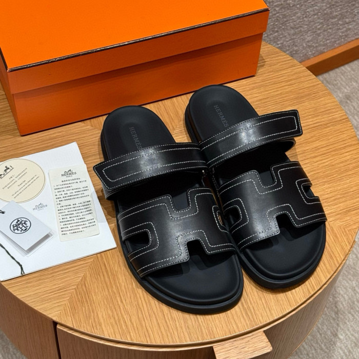 NIGO Hermes Men's Simple Comfortable Velcro Casual Leather Sandals Slippers Shoes #nigo75449