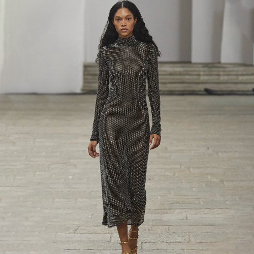 NIGO Ermanno Scervino Women's Spring And Summer Rhinestone Dresses Gorgeous Sparkling Simple Elegant Fashion Temperament Sexy Slim Long Skirt Dress Ngvp #nigo1116