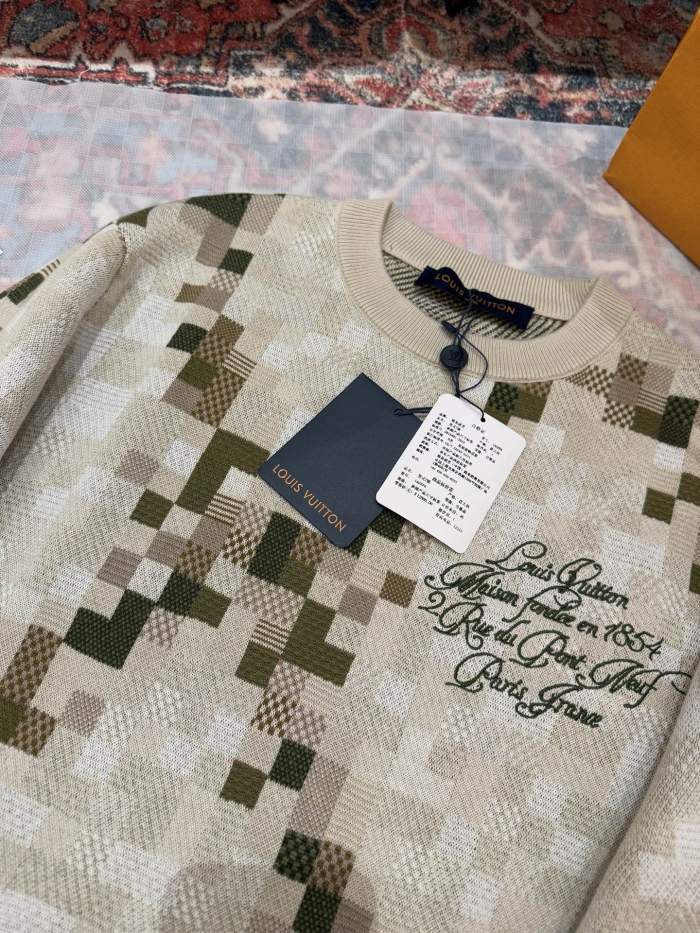 NIGO Louis Vuitton Men's Spring and Autumn Square Printed Round Neck Cotton Long Sleeve Pullover Sweater #nigo75451