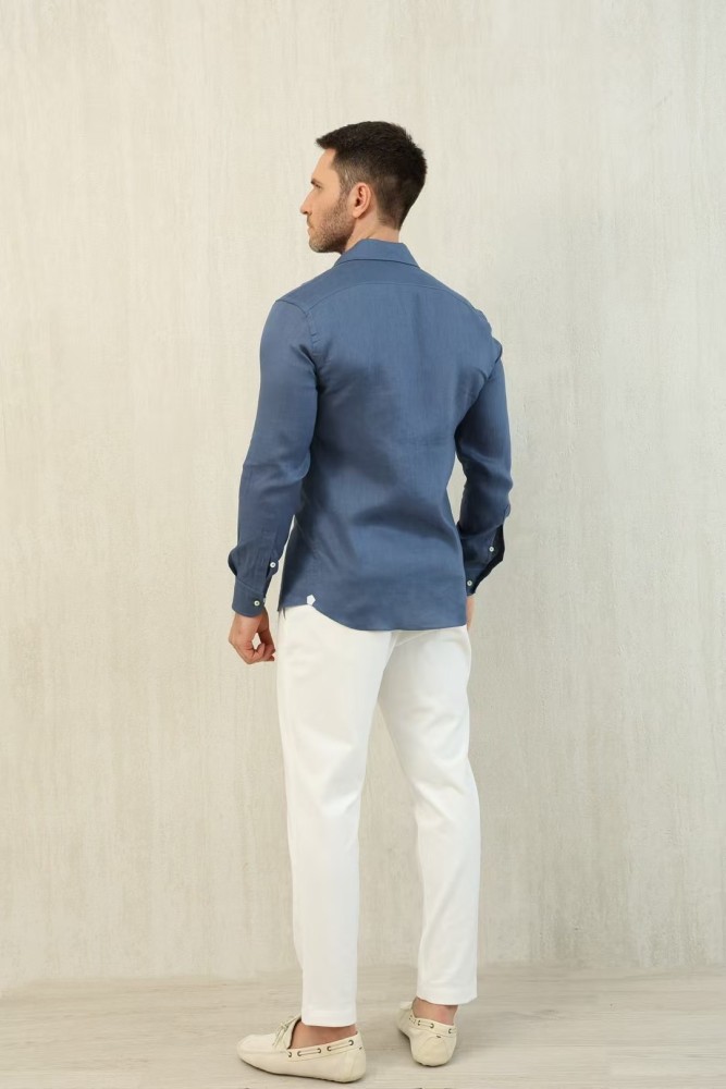 NIGO Loro Piana Men's Spring And Summer Solid Color André Shirt Lapel Single-breasted Linen Shirt Ngvp #nigo7962