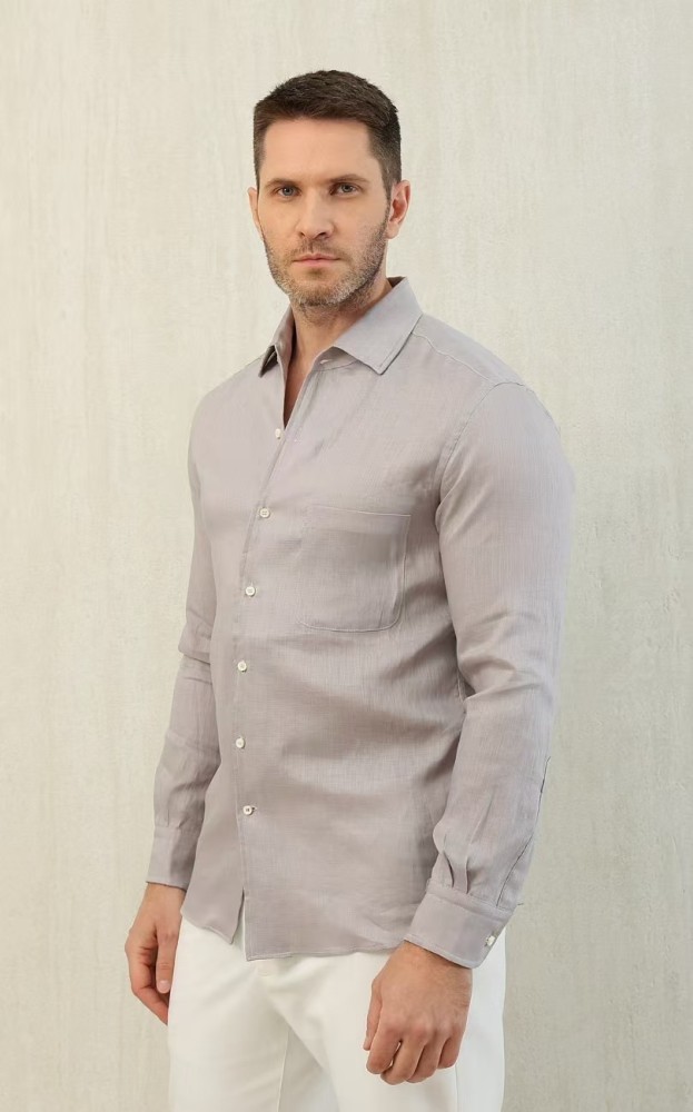 NIGO Loro Piana Men's Spring And Summer Solid Color André Shirt Lapel Single-breasted Linen Shirt Ngvp #nigo7962