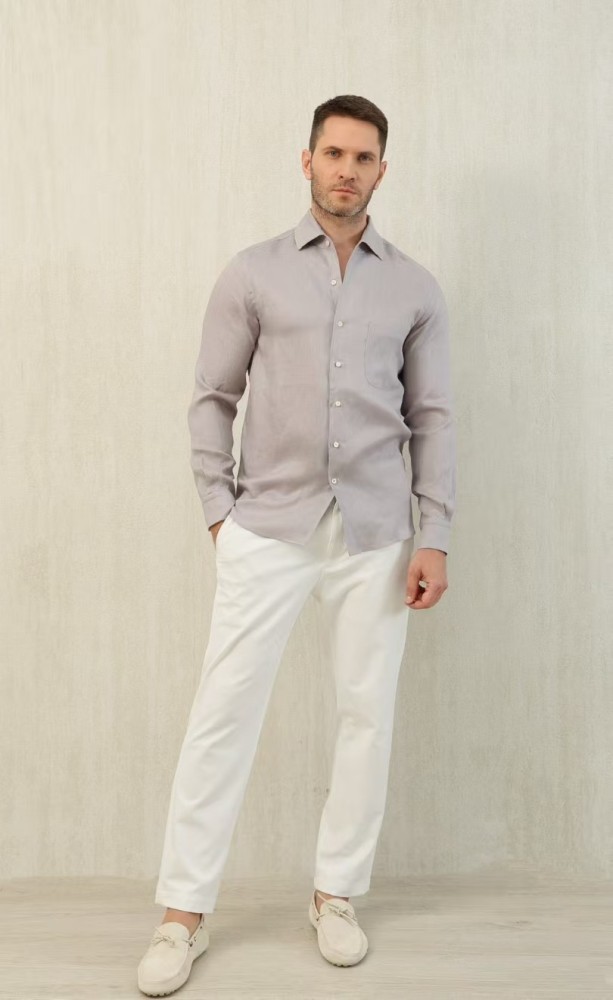 NIGO Loro Piana Men's Spring And Summer Solid Color André Shirt Lapel Single-breasted Linen Shirt Ngvp #nigo7962