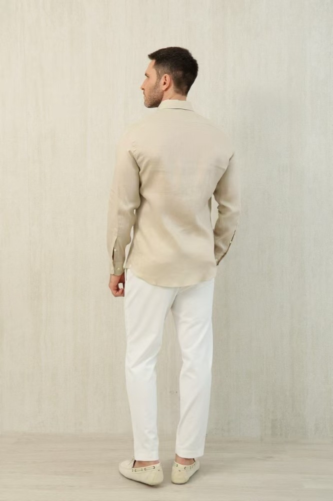 NIGO Loro Piana Men's Spring And Summer Solid Color André Shirt Lapel Single-breasted Linen Shirt Ngvp #nigo7962