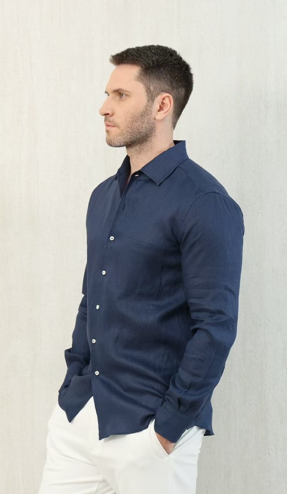 NIGO Loro Piana Men's Spring And Summer Solid Color André Shirt Lapel Single-breasted Linen Shirt Ngvp #nigo7962