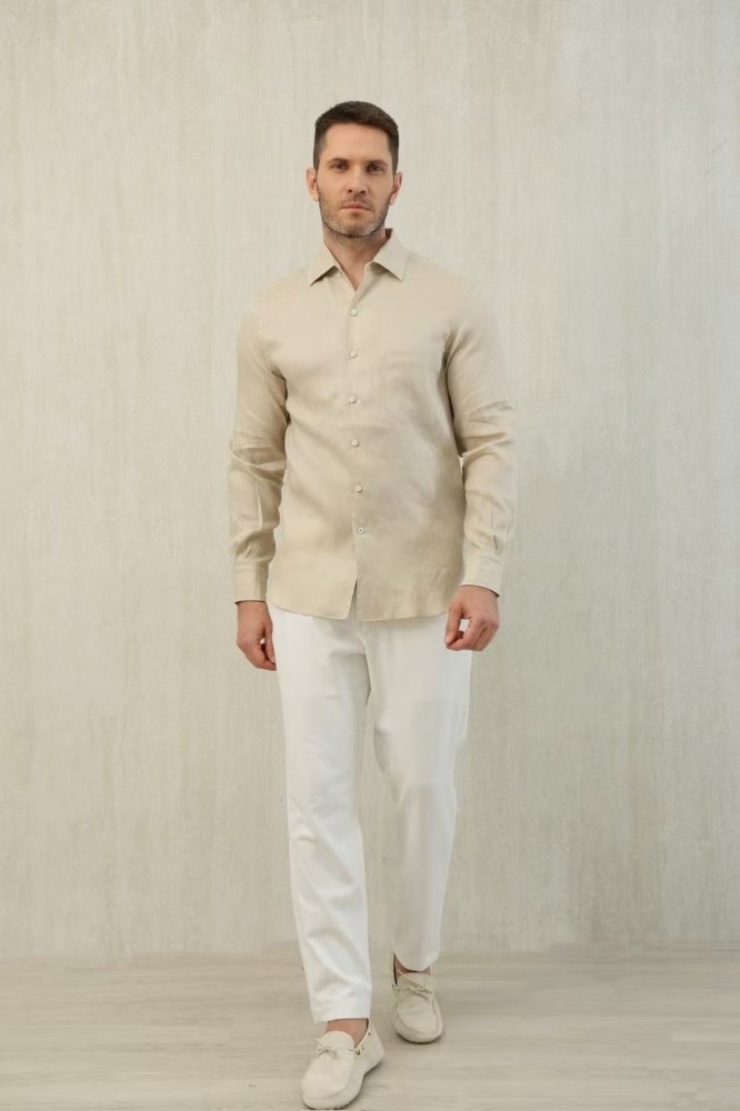 NIGO Loro Piana Men's Spring And Summer Solid Color André Shirt Lapel Single-breasted Linen Shirt Ngvp #nigo7962