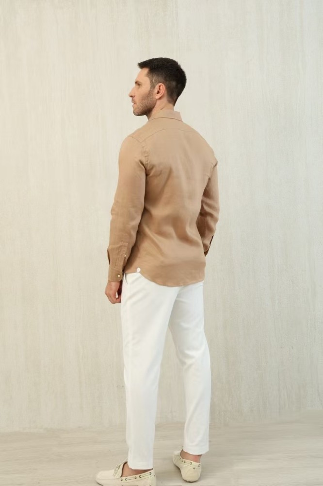 NIGO Loro Piana Men's Spring And Summer Solid Color André Shirt Lapel Single-breasted Linen Shirt Ngvp #nigo7962