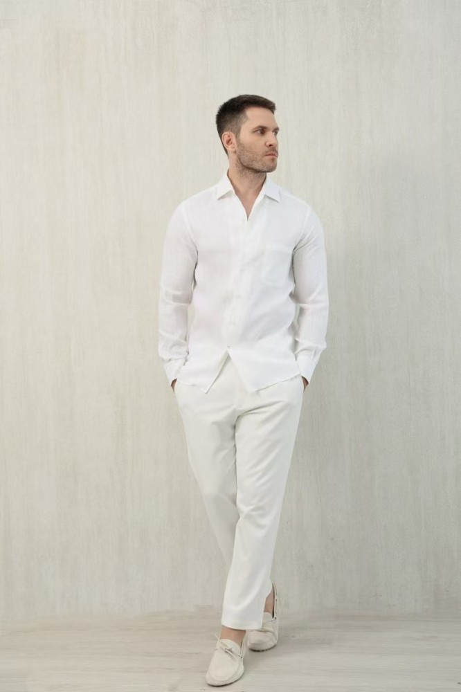 NIGO Loro Piana Men's Spring And Summer Solid Color André Shirt Lapel Single-breasted Linen Shirt Ngvp #nigo7962