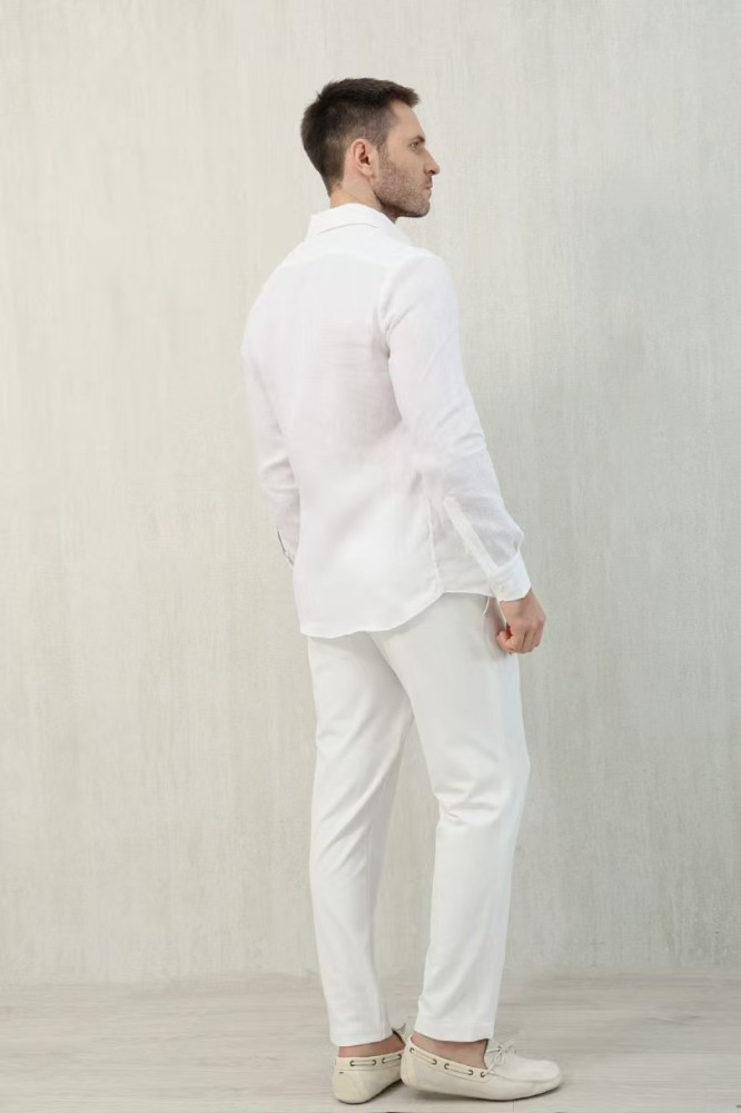 NIGO Loro Piana Men's Spring And Summer Solid Color André Shirt Lapel Single-breasted Linen Shirt Ngvp #nigo7962