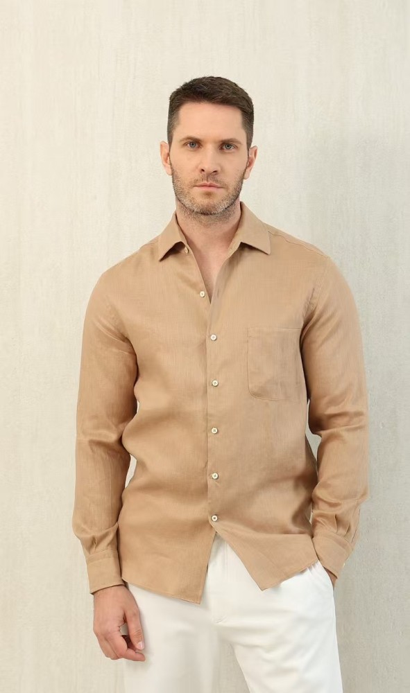 NIGO Loro Piana Men's Spring And Summer Solid Color André Shirt Lapel Single-breasted Linen Shirt Ngvp #nigo7962