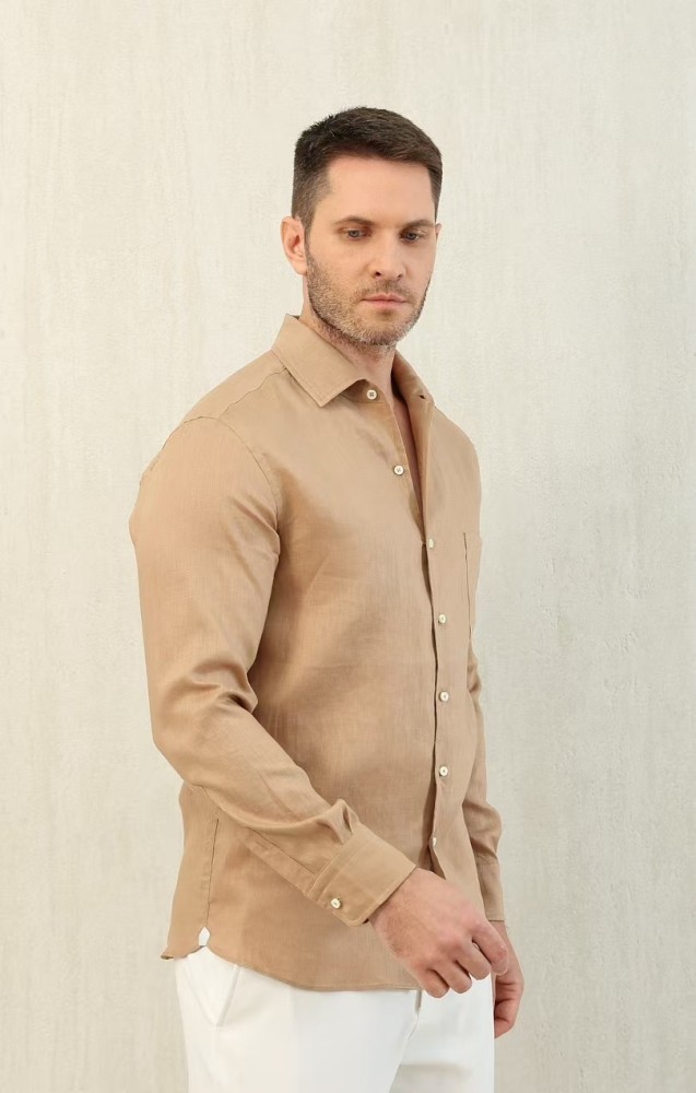 NIGO Loro Piana Men's Spring And Summer Solid Color André Shirt Lapel Single-breasted Linen Shirt Ngvp #nigo7962