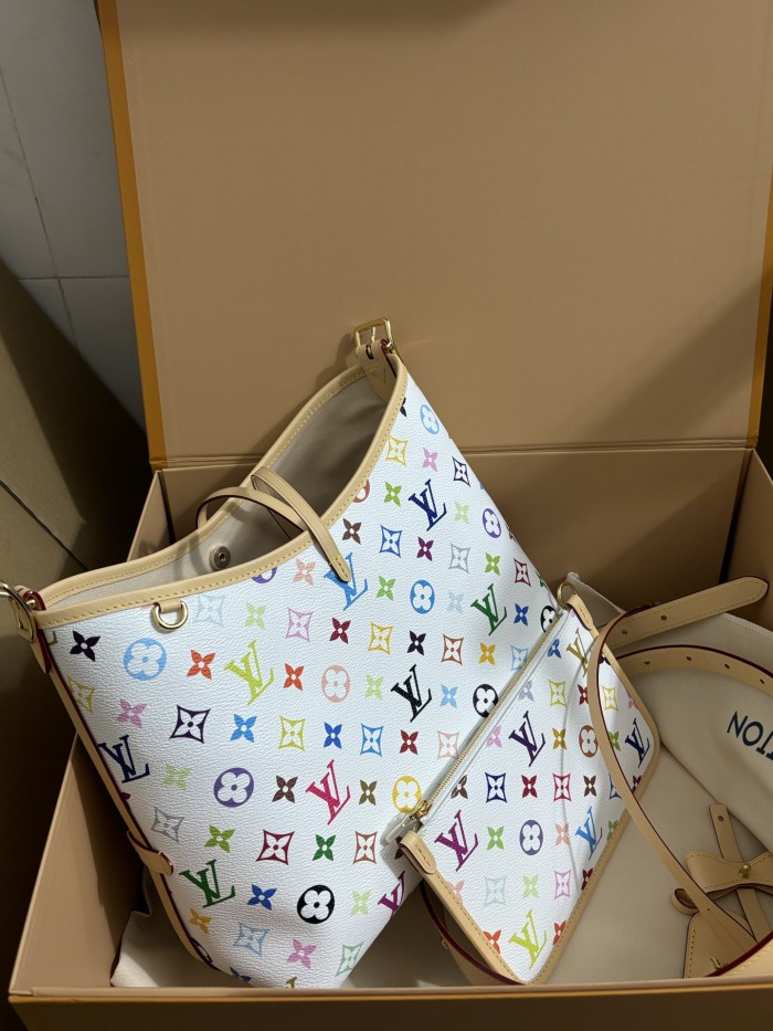 NIGO Louis Vuitton LV x TM CARRYALL Women's Detachable Adjustable Shoulder Strap Colorful Logo Printed Coated Canvas Tote Shoulder Bag Bags #nigo75465