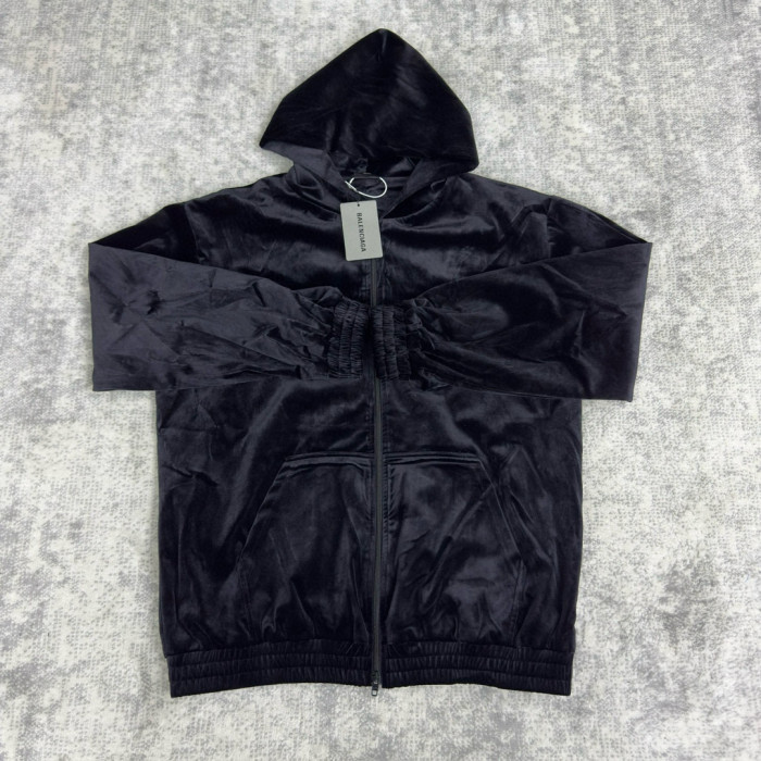 NIGO Balenciaga Men's And Women's Spring And Fall Solid Color Velvet Rhinestone Print Zipper Hooded Loose Long Sleeved Sweater Sweatshirt Jacket #nigo75464