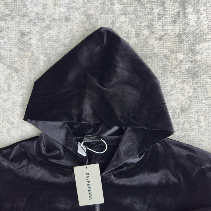 NIGO Balenciaga Men's And Women's Spring And Fall Solid Color Velvet Rhinestone Print Zipper Hooded Loose Long Sleeved Sweater Sweatshirt Jacket #nigo75464