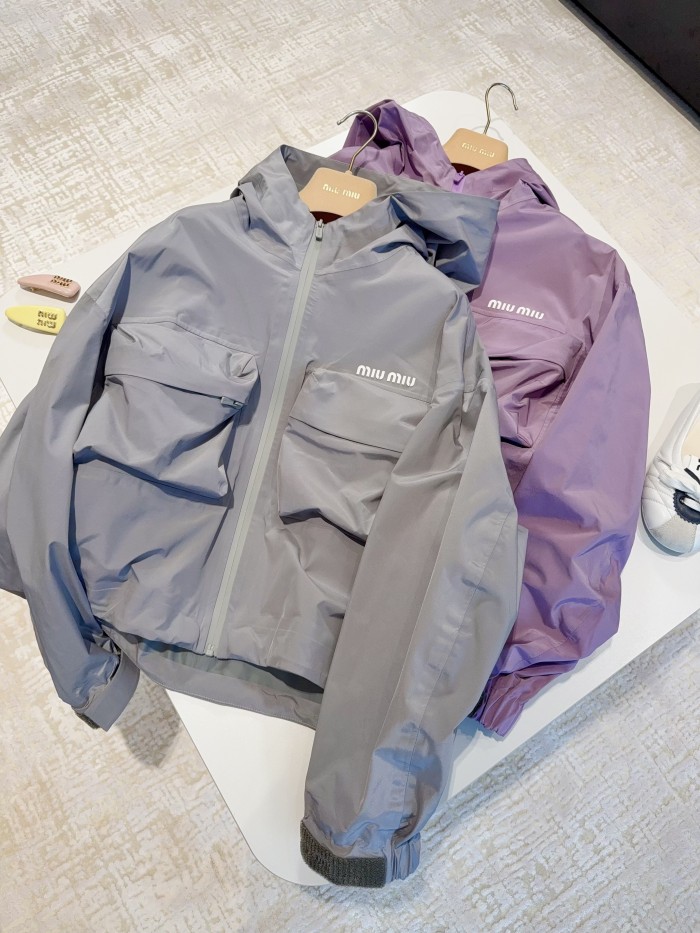 NIGO MiuMiu Women's Spring and Autumn Logo Letter Printed Solid Color Hooded Long Sleeve Zipper Jacket #nigo75469