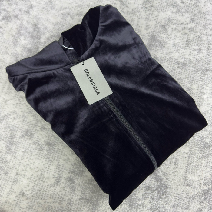 NIGO Balenciaga Men's And Women's Spring And Fall Solid Color Velvet Rhinestone Print Zipper Hooded Loose Long Sleeved Sweater Sweatshirt Jacket #nigo75464