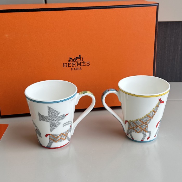 NIGO Hermes Animaux Nattes White Mug In Bone China With Colorful Animal Prints Two Piece Cups Mugs Accessories #nigo75467
