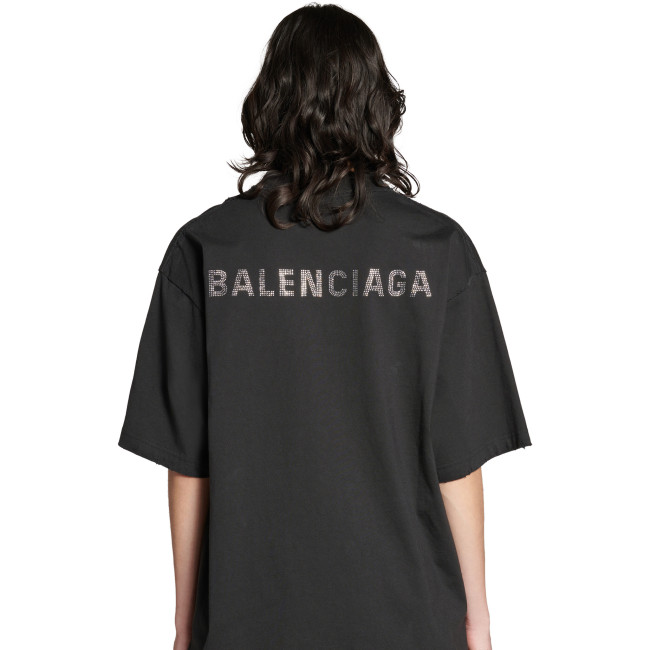 NIGO Balenciaga Men's Summer Hot Drill Logo Letter Print Black Cotton Short Sleeve T-Shirt #nigo75455