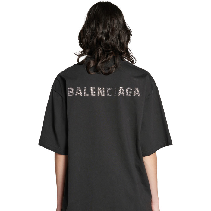 NIGO Balenciaga Men's Summer Hot Drill Logo Letter Print Black Cotton Short Sleeve T-Shirt #nigo75455