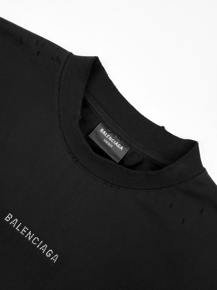 NIGO Balenciaga Men's Summer Hot Drill Logo Letter Print Black Cotton Short Sleeve T-Shirt #nigo75455