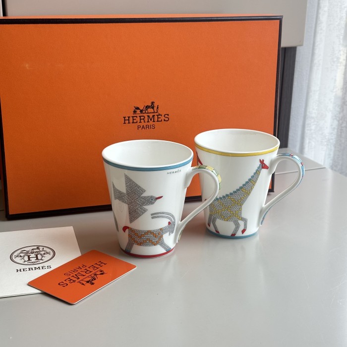 NIGO Hermes Animaux Nattes White Mug In Bone China With Colorful Animal Prints Two Piece Cups Mugs Accessories #nigo75467