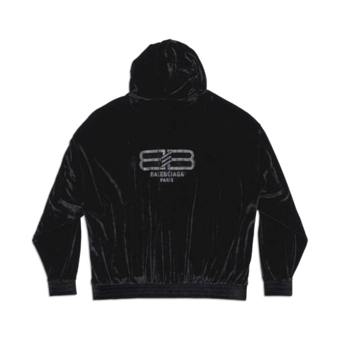 NIGO Balenciaga Men's And Women's Spring And Fall Solid Color Velvet Rhinestone Print Zipper Hooded Loose Long Sleeved Sweater Sweatshirt Jacket #nigo75464