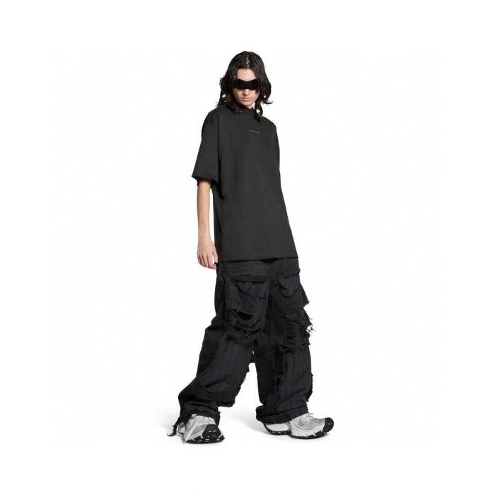 NIGO Balenciaga Men's Summer Hot Drill Logo Letter Print Black Cotton Short Sleeve T-Shirt #nigo75455