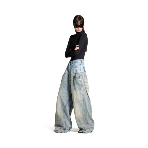 NIGO Balenciaga Men's Old Solid Color Splicing Old Jeans Casual Cut-Up Baggy Straight Pants Ngvp #nigo1146