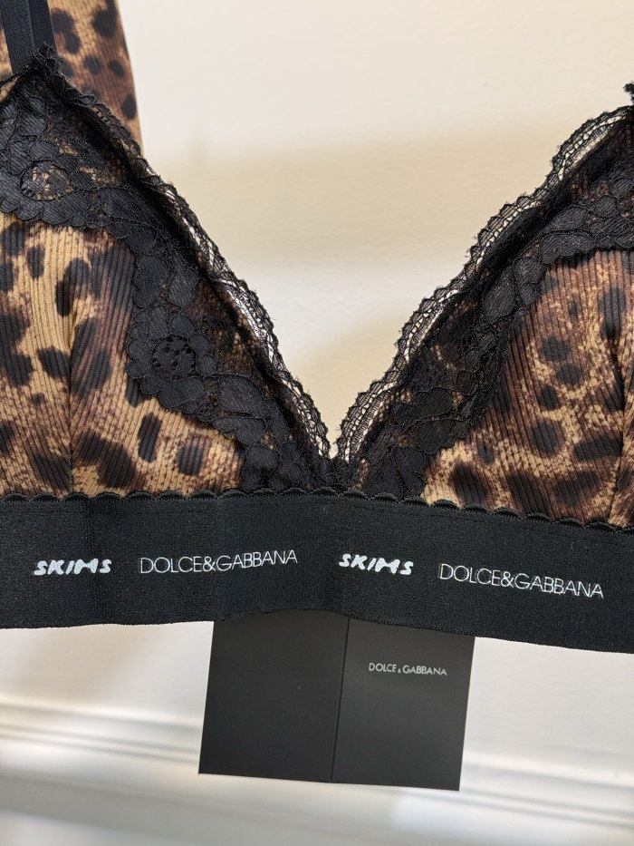 NIGO Dolce&Gabbana Women's Summer Colorblocking Leopard Lace Trim Triangle Adjustable Bra High Waist Comfort Triangle Panty Set Suit #nigo75474
