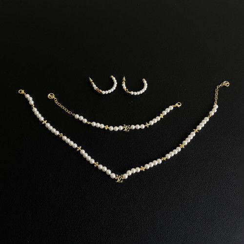 NIGO Louis Vuitton My LV Pearl Women's Alphabet Floral Design Metal Pearl Necklace Bracelet Earrings Jewelry #nigo75472