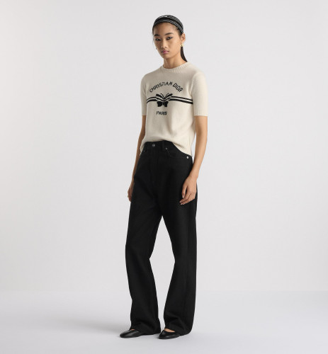 NIGO DIOR Women‘s Summer Solid Color Pattern Printed Round Neck Knit Short Sleeve Cashmere Sweater T-Shirt #nigo75482