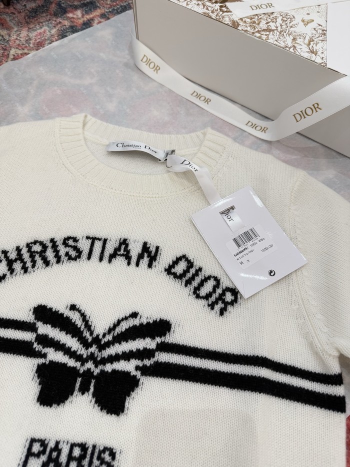 NIGO DIOR Women‘s Summer Solid Color Pattern Printed Round Neck Knit Short Sleeve Cashmere Sweater T-Shirt #nigo75482