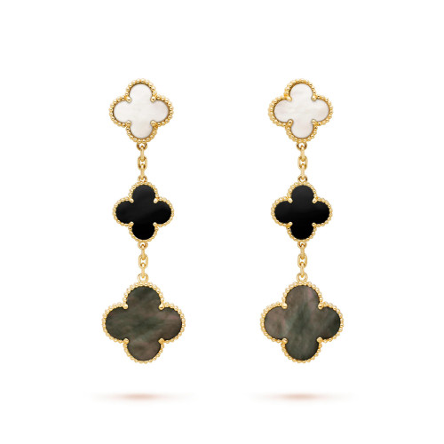 NIGO Van Cleef&Arpels Women's Fashion Clover Pattern Three Flowers Vintage Earrings Jewelry #nigo75528